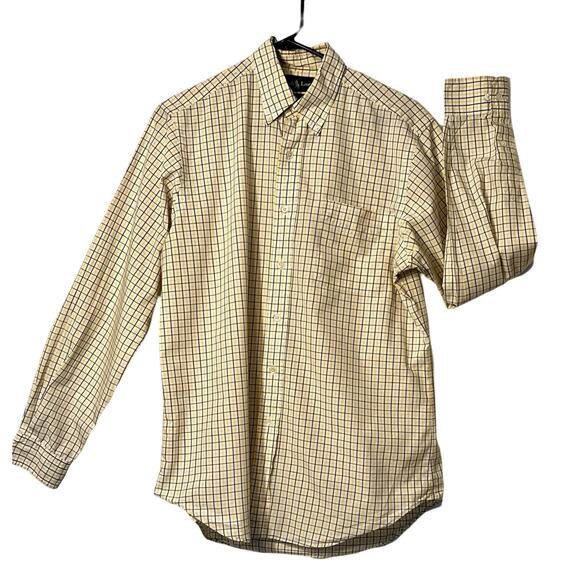 Ralph Lauren Mens Long Sleeve Shirt Size 15.5 Yellow Blue Plaid Blue Label Colla - Picture 1 of 10
